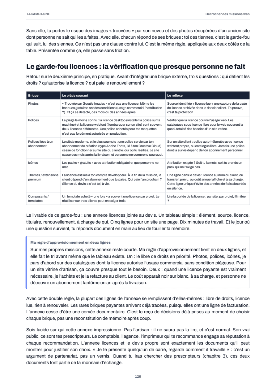 Page 126 du guide : Le garde-fou licences
