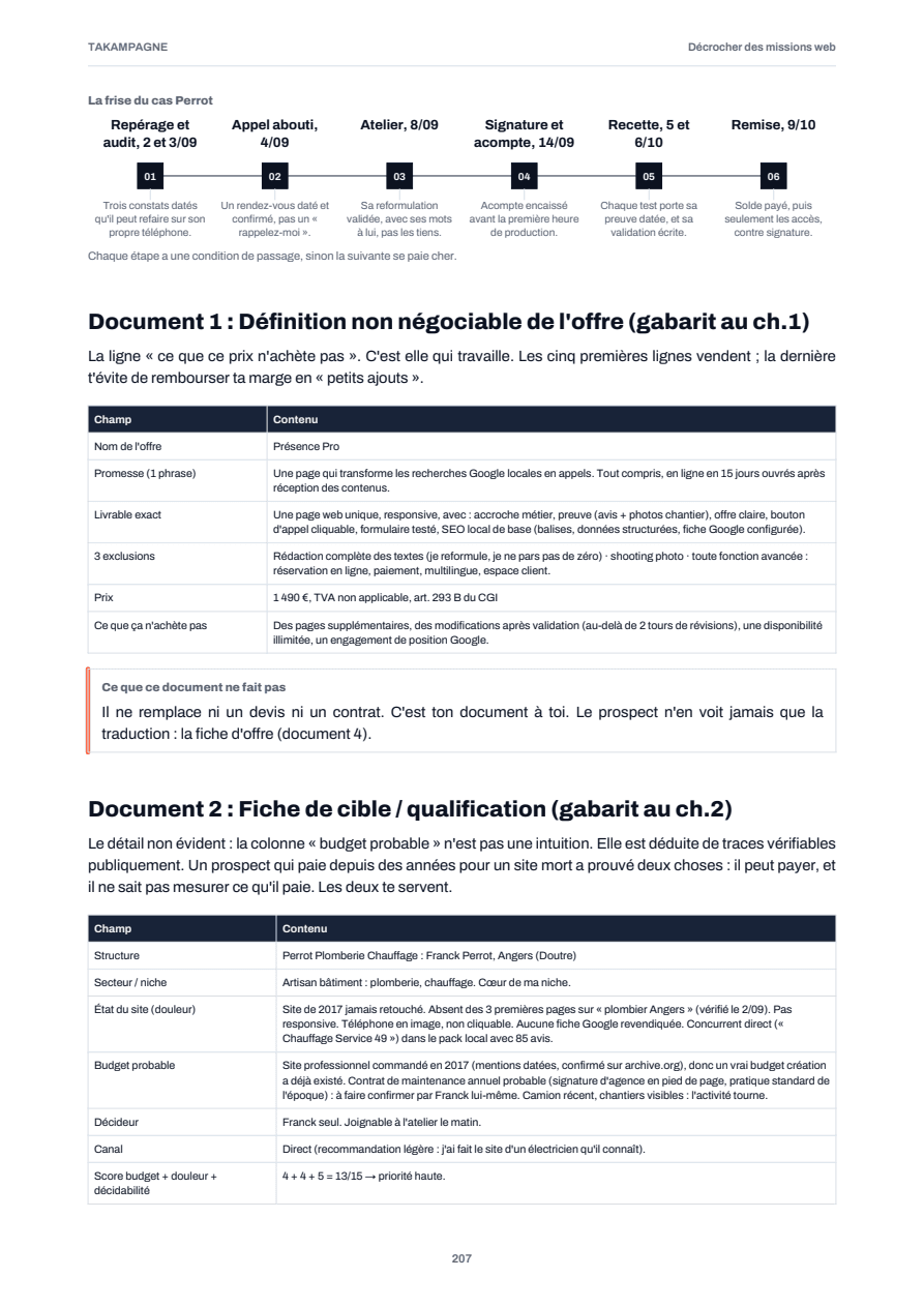Page 207 du guide : Documents 1 et 2, gabarits remplis