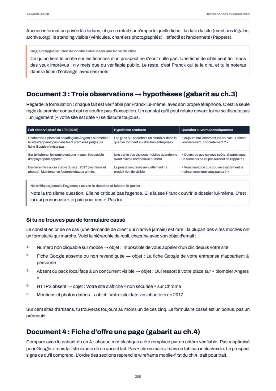 Page 208 du guide : Fiche d’offre une page